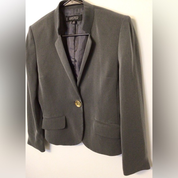 Kasper petite gray one button blazer jacket size 2 petite - Picture 7 of 7